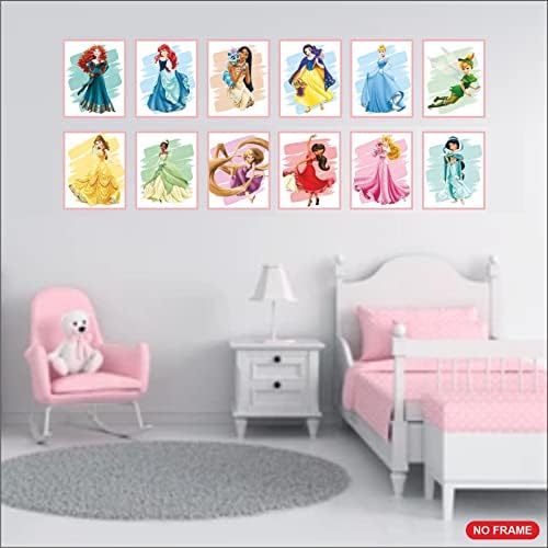 Printovi Princess Wall Art postera, Set bez okvira od 12 8x10 inča, ukrasi za djevojčice savršeni