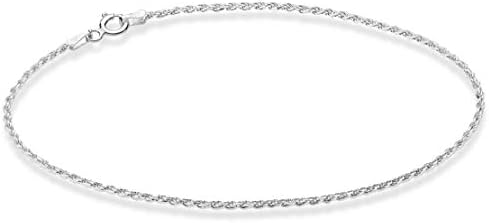Miabella 925 Srebrna čvrsta 1,5 mm dijamantski izrezana pletena narukvica za gležanj za gležanj za