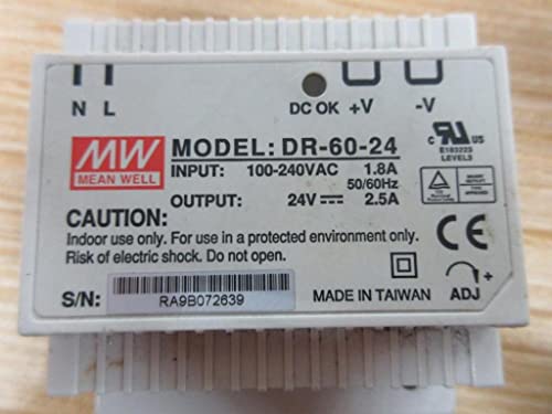 Dobro znači DR-60-24 napajanje, DIN-Rail, 24 Volt, 2.5 Amp, 60 vat, 3.1 x 3.7 x 2.2& 34; Veličina