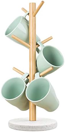Topsky stalak za šolje, stablo držača šoljice za kafu na bazi smole, stojeći stalak za šolje sa 6 kukica