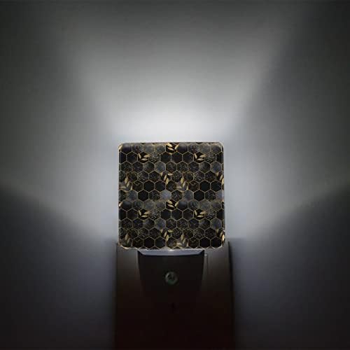 Noćno svjetlo za djecu, ostavlja Mramorno saće Karirano geometrijsko apstraktno crno sivo LED noćno svjetlo