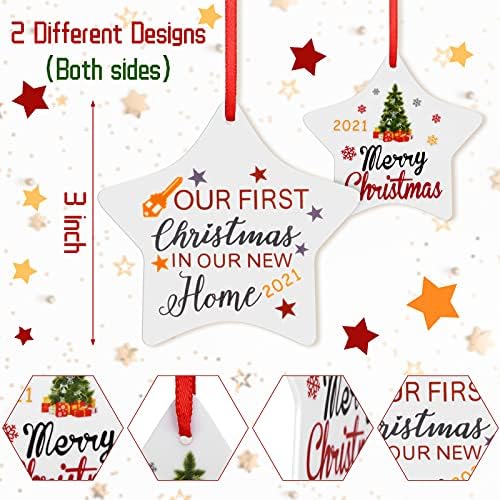 4 komada naš prvi Božić u našem novom domu 2021 Ornament Sretan Božić Ornament Božić Kućevlasnik božićno