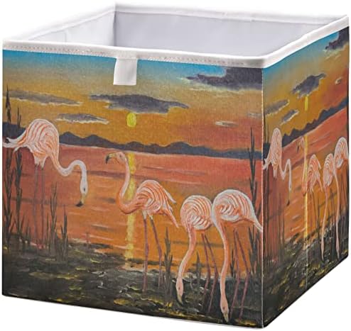 Vissunny orketi Košare Vintage Flamingo Sunset Skladištenje Tkaninske košare za organizaciju polica