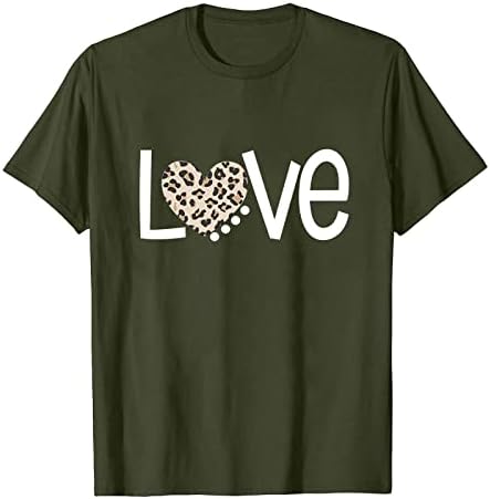 Žene Love Plaid tiskane majice Valentines Dnevne košulje za muškarce Casual Comfy pulover bluza s kratkim rukavima