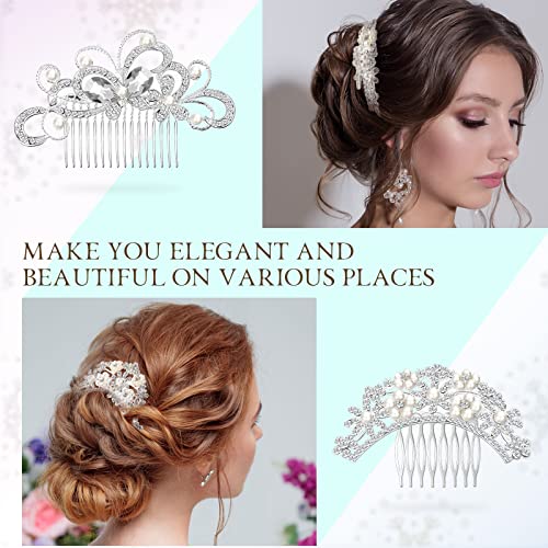 4 komada vjenčanje Hair Accessories za mladenke Faux Pearl Crystal Bridal Hair Accessories Hair Side Bridal češalj Rhinestone Wedding Hair Pieces Bridal Flower češalj za kosu za žene djevojke