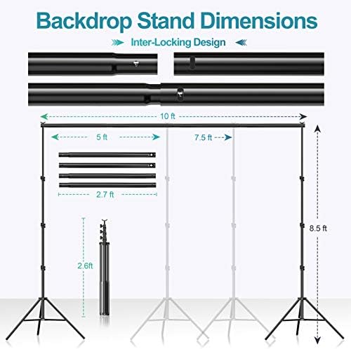 EMART 8.5 x 10 ft Backdrop Support System, Photography Video Studio Lighting Kit Umbrella Softbox Set Continuous