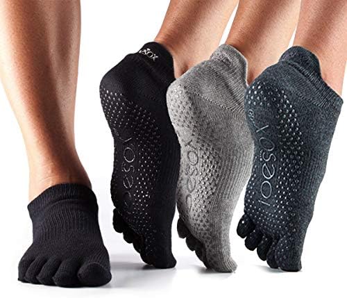 TOESOX joga čarape niski uspon puni nožni multi pakovanje - Grip Neklizajuće čarape za pilate za pilates