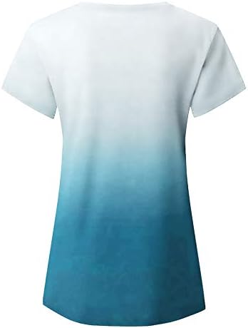 Prevelike majice za žene 2023 Dressy casual vrhovi gradijentni bluza s kratkim rukavima TEE Basic V izrez