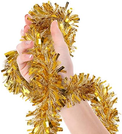 Božićno drvO zlato Tinsel Garland Wide Cut Gold Metalni streameri Proslavite praznične Nove godine