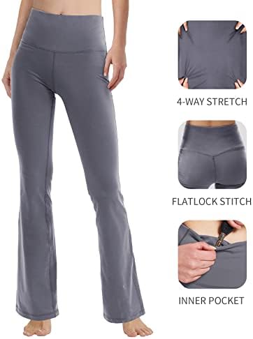 Nuveti ženski bootcut joga hlače sa džepovima, visokog struka Tummy Control WorkOut Bootleg Hlače pantalone