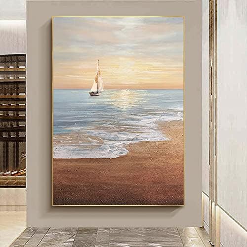 ZZCPT Art ručno oslikana uljana slika Smooth sailing sunrise Američka moderna umjetnost viseća slika vertikalna