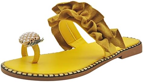 Askellly ravne sandale za žene Ljetne žene 2023 Slatki biseri ananasa Sandale Flip Flops Boho Papuče cipele za plažu