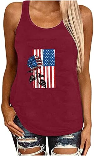 Ženska američka zastava Cisterna za zastavu Vrhunski kauzalni bez rukava Patriotic TEE 4. srpnja