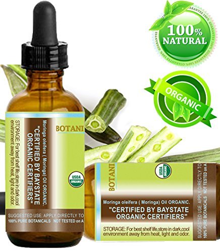 Botanička ljepota Moringa ulje certificirano organsko. Čisto/Prirodno/Nerazrijeđeno. 1 Fl.oz.- 30 ml. Za njegu kože, kose, usana i noktiju
