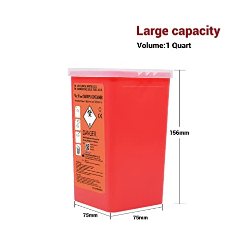 Verifine Sharps kontejner za igle, kontejneri za odlaganje igala veličine 1 litra, prijenosni kontejneri