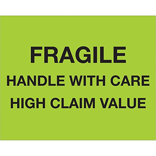 Tape Logic® oznake, krhka ručka sa pažnjom - visoka vrijednost potraživanja, 8 x 10, fluorescentno