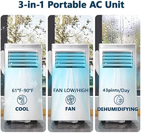 Joy Pebble prijenosni klima uređaj, 10000btu Klima uređaj Prijenosna AC jedinica sa 3 u 1 sa hlađenjem,Odvlaživanjem