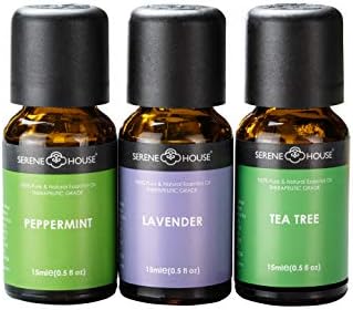 Senene House Spa aromaterapija Esencijalna kolekcija ulja za difuzore - mirise za promicanje smirenosti i pozitivnosti, prirodni - set od 3, 15ml boce
