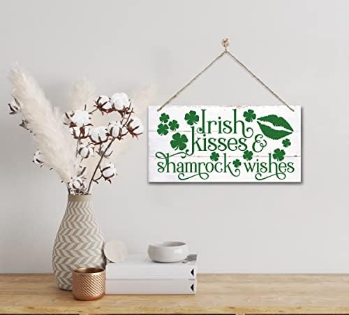 Funny Dekor drva, Irski poljupci i shamrock Welles Ispisan drveni Zidni znakovi, kućni znakovi Dekor, viseći zidni znak, irski znakov, DIL DIL CAN, RUSTIC FARMSOUS Drvo
