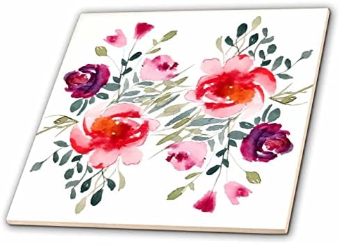 3drose 3drose Mahwish-cvjetni print-slika cvijeća crvene i ružičaste ruže-pločice