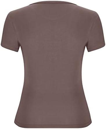 Ženska Scoop Vrat Kratak Rukav T Shirt 2023 Ljeto Slim Fit Tops Čvrsta Osnovna Majica Tunika Vrhovi