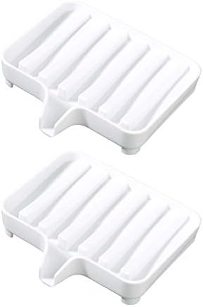 Inovat 2 Pack držač kućišta za sapun sa odvodom, posuda za tuširanje sa sapunom za kupatilo za lako čišćenje, sušenje, produžava vijek trajanja sapuna(Bijelo)