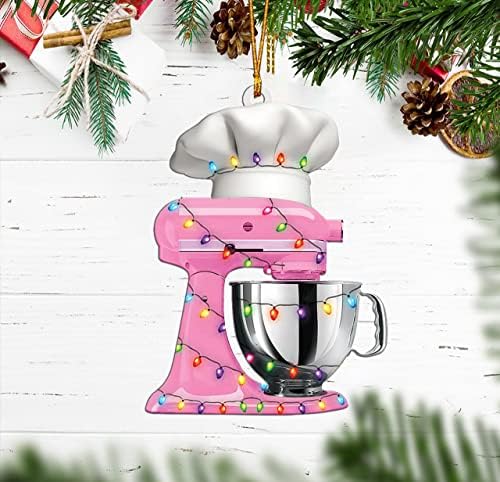Personalizirani stalak za pečenje mikser sa žaruljama Baker poklon božićno drvo ukras dekor prozirna plastična viseća dekoracija kuća poklon Božićno veče uspomena dekorativna