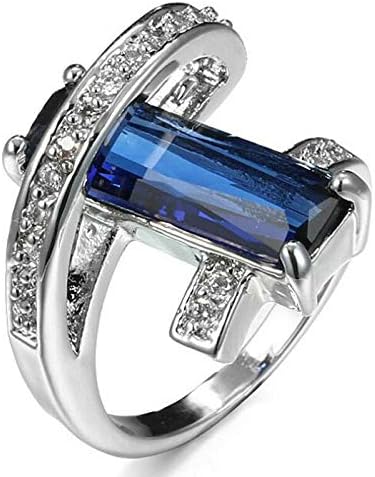 Ploy Pailin Božić pravougaoni stil London plavi Topaz AAA Cirkon srebrni vjenčani prsten sz 6-10