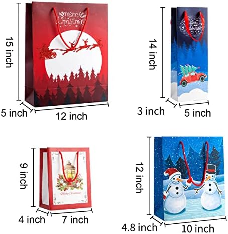 JOYIN 18 kom Božić Pakovanje poklon torbe 12 dizajn različite veličine za pakovanje Božić poklone i stranka usluge, Holiday Presents dekor i pakovanje čarapa Stuffers