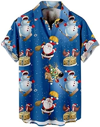 DSODAN božićna majica za muškarce Havajski relaxe fit skraćeno majice s majicama Santa Claus Reindeer Print