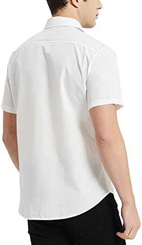 Needbo Muške kratke rukave košulje Slim-Fit unutrašnjosti kontrasta casual gumba niz majice