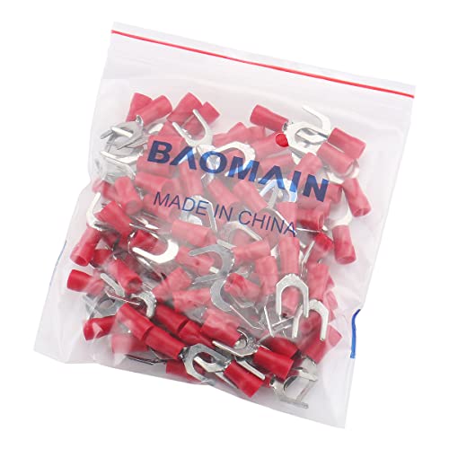 Baomain SV 1,25-6 Spade terminal Vinil izolirani - Jedan prešanje 0,5-1,5 qmm 22-16 Veličina žice, 1/4 6,3 mm veličina grede crvenog paketa od 100