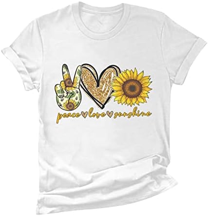 RUZIYOOG Sunflower košulja za žene Ljeto Casual Slatko grafički tunik Tee kratki rukav smiješni majica V izrez