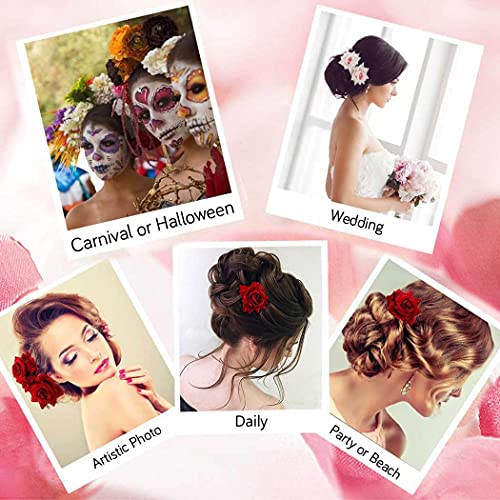 Easedaily Bride Wedding Hair češalj bordo crvena ruža cvijet mladenke komadi za kosu cvjetni Meksički