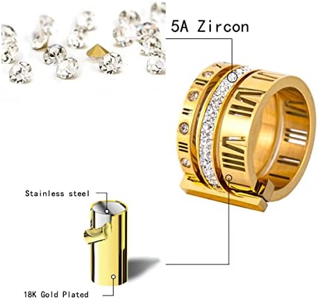 YIKOXI Nerđajući čelik cirkonij prstenovi za žene djevojke rimski broj 3 u 1 Spinner Gold Weeding Ring Band