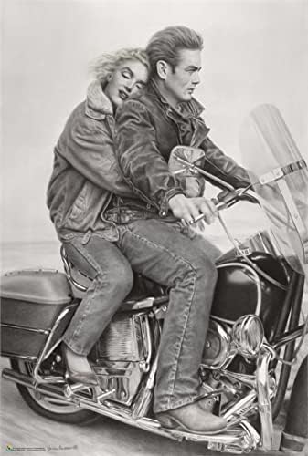 Scorpio Posteri James Dean & amp; Marilyn Monroe na motociklu laminirana Poster 24.5 x 36.5 inča