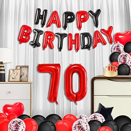 Minhero 70. rođendan ukrasi crveni crni sretan rođendan baner crveni broj 70 baloni Sretan rođendan