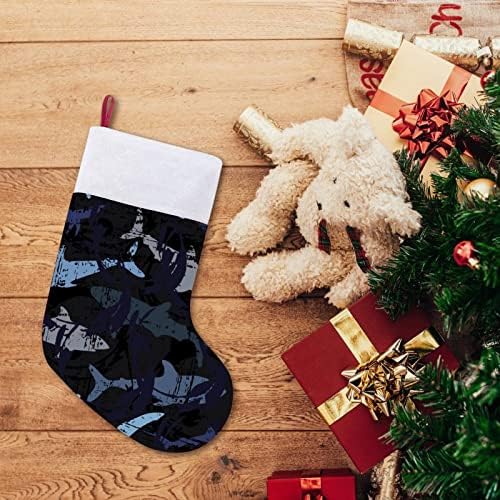 Plavi Camo morski psi crveni božićni praznici Čarape Početna Ukrasi za Xmas Tree Kamin Viseće čarape