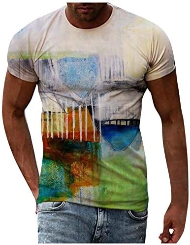 Walldor Stretch Tunike Muškarci Moderne teške majice kratkih rukava College Spring 3D O-izrez Dodatne