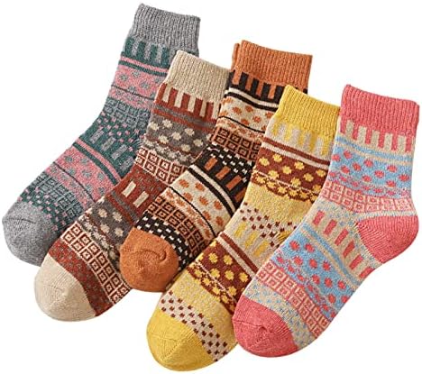 Baishitop 5pairs muški žene jesen zima personalizirano pletenje vunene čarape prugaste geometrije vintage kompresijske čarape