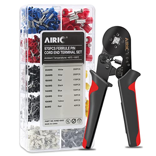 AIRIC Ferrule Crimping Tool / 970pcs ul Wire Ferrule connectors Kit-Wire Ferrule Crimper kliješta za AWG