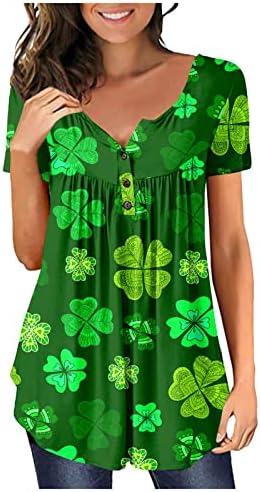 JJHAEVDY Womens St. Patrick Dan kratki rukav ljetni vrhovi za helanke labave dugme pulover bluza majice