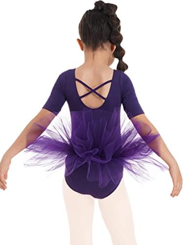 Qinciao Kids Girls 'kratki rukavi baletne plesne mreže suknje Leotard tutu haljina Gimnastičarska gimnastika