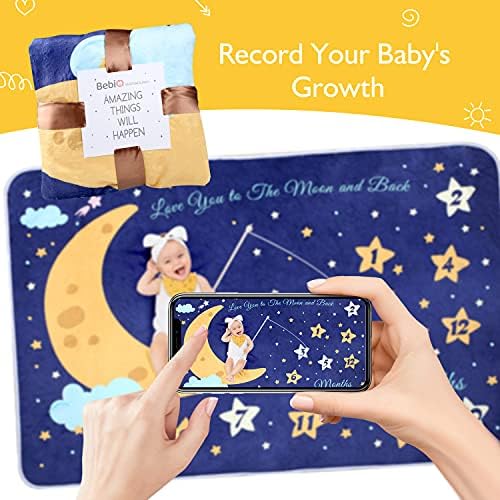 Mjesečna pokrivačica za djecu za dječaka, devojčicu, dečji deke, meka premium flanel personalizirana beba koja prima pokrivač za Nuersery Decor, foto rekvizicije za novorođenčad 60 x 40
