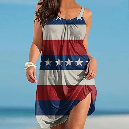 4. jula ljetne Ležerne haljine na plaži za žene Boho haljina sa američkom zastavom bez rukava