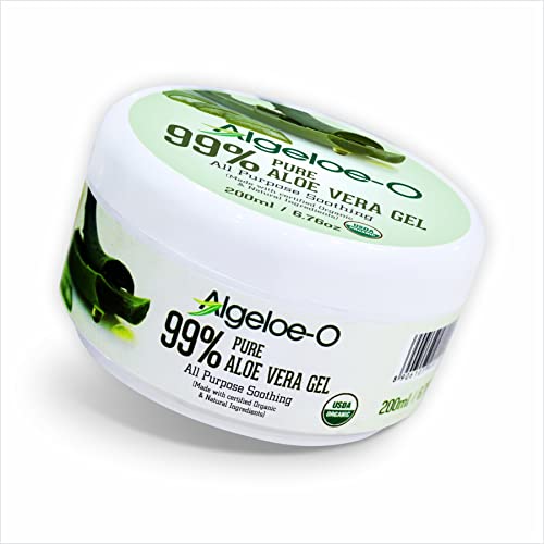Algeloe-o organski Aloe Vera Gel 99% čisto prirodni napravljen sa USDA certificiranim Aloe Vera prahom parabenom,