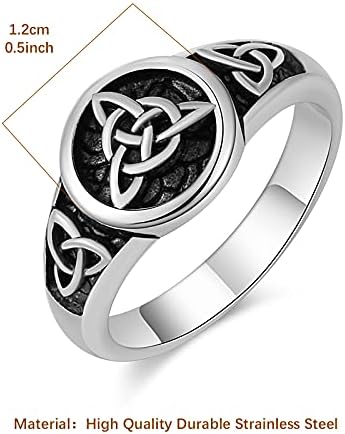 HZMAN Triquetra Trinity Knot Nerđajući čelik Irski Keltski čvor veličina prstena（7-13）