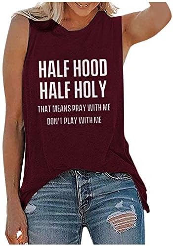 Ženske majice, ženske Casual majice sa slovima bez rukava koje štampaju prsluk Tank Shirt Tunic