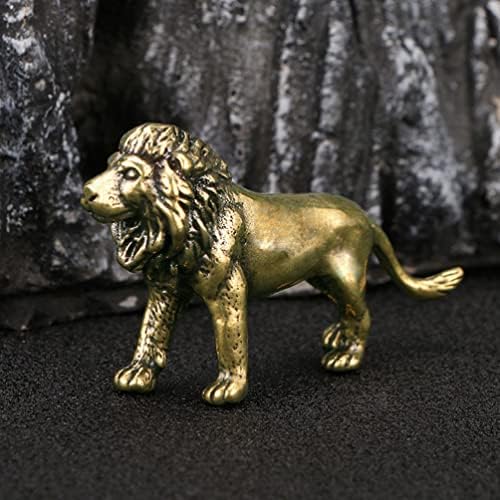 Fomiyes Retro mesingani lav figurin FENG SHUI LION Statue Good Luck Boalth Kolekcionarske figurice Lion Ornament Minijaturna skulptura za životinje za kućni dekor Zlatni