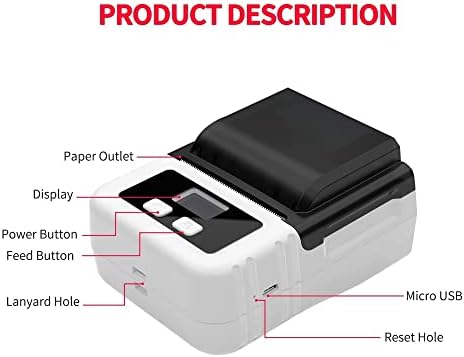 Mini printer Thermal Printer Ručni naljepnica Printera 20-50 mm Širina papira Višestruki jezik Ispis upotrebe